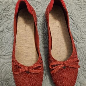 Women's Red Clark's Loafers, 10M, material shoe